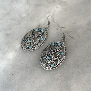 Boho organic Earrings with Turquoise Color Accents